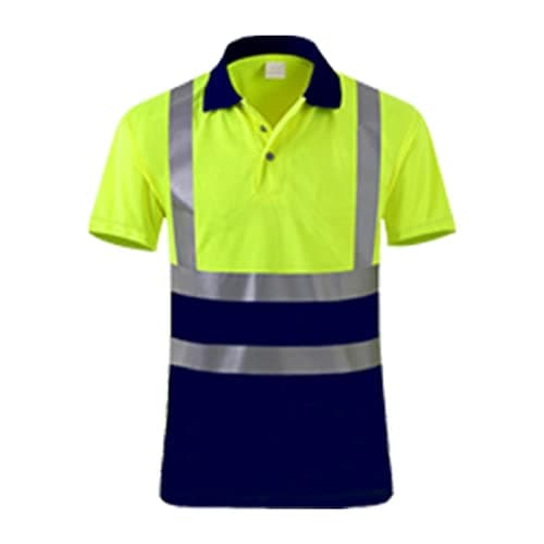 Image of Mens Hi Vis T Shirt, Safety Work Polo Shirts High Visibility Short Sleeve Workwear Comfortable Breathable Durable Work Shirts Reflective Tape Tshirt Navy