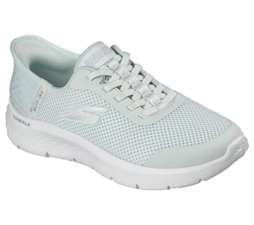 Image of Skechers Women's Go Walk Flex Grand Entry Slip-On Sneakers, Light Mint Textile/Trim, 4 UK