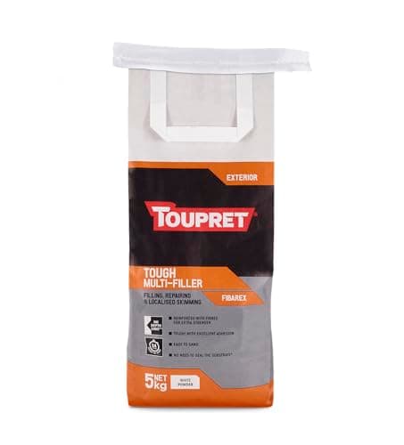 Image of Toupret Tough Multi‑Filler - Durable Exterior & Interior Masonry Powder Filler - No Shrink, High Strength, Weatherproof, Paint‑Ready in 48h - Fills Deep Cracks & Gaps - 5kg