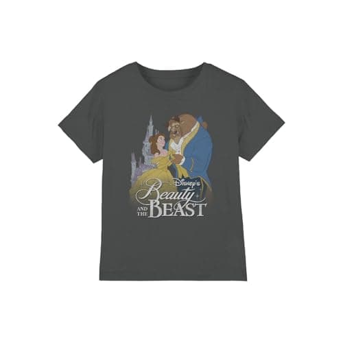 Image of Beauty And The Beast Belle Beast Castle Girls T Shirt, Charcoal, 3-4 Years