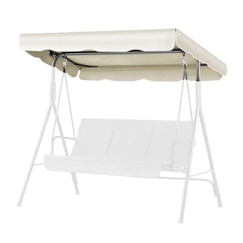Image of Flexzion Replacement Canopy For Outdoor Swing - 77" X 43" / 1.96m X 1.09m 2 Seat Bench Glider Swings Shade Fabric UV Weather Waterproof For Outdoor Garden Patio Yard Park Porch Seat Furniture, White