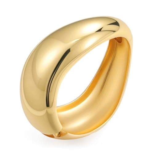 Image of Yowivon Gold Bangles for Women, Irregular Chunky Gold Bracelet Twisted Hinged Bangle Bracelets for Women, Non Tarnish Minimalist Cuff, Trendy Jewelry Gifts for Christmas Valentine Birthday