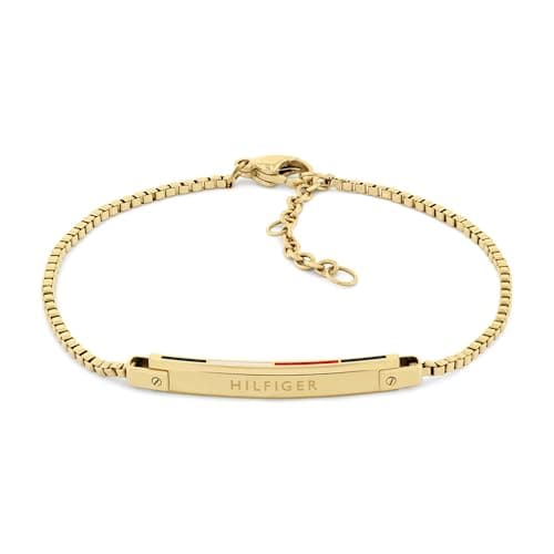 Image of Tommy Hilfiger Jewelry Women's Yellow Gold Chain Bracelet with the Iconic Flag - 2780953