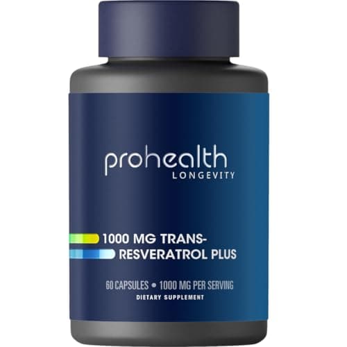 Image of ProHealth Trans-Resveratrol Capsules 1000mg | Resveratrol Supplements for Anti-Aging, Heart & Immune Support | Advanced Antioxidant, Laboratory Tested | Additives Free - 60 Vegan Capsules