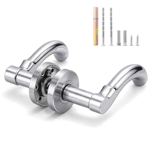 Image of HuaJiao 1 Pair Door Handle, Interior Door Handles Straight Lever Latch Door Handle for Bedroom Bathroom Kitchen(Warped)