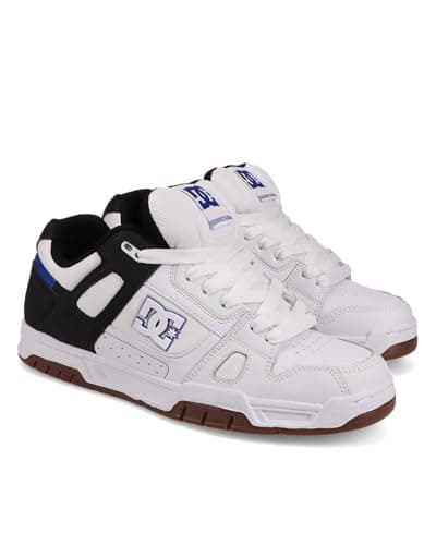 Image of DC Men's Stag Skate Shoe, White/Black/Blue/Gum, 9.5 UK