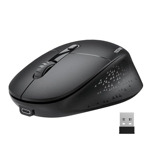 Image of TECKNET Silent Wireless Mouse, Cordless Bluetooth Mouse with USB Receiver(BT 3.0/5.0+2.4G), 3 Adjustable DPI levels, Ergonomic Rechargeable Wired Mice compatible with PC Computer, Laptop, Black