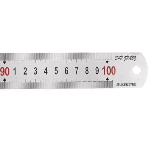 Image of TA-VIGOR Stainless Steel Ruler, 100cm Length Metric Straight Rulers, 1.5mm Thick Metal Ruler, Precision Measuring Tool with Hanging Hole for School, Office, Sewing, Craft and DIY Use