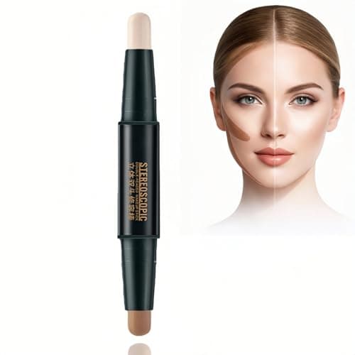 Image of 2-in-1 Contour and Highlighter Stick Kit,Smooth Sculpting Bronzer for Light Skin Tone,Cream Bronzer & Cool Toned Contour for Nose,Long Lasting and Waterproof Contour Sticks for Light Skin Makeup#02