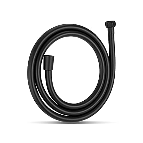 Image of OFFO PVC Smooth Shower Pipe with High Pressure Hose for Bath Taps Replacement, Matte Black, 1.5m