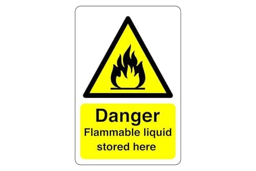 Image of Safety First Display LTD Danger Flammable liquid sign - High tack self-adhesive sticker (200mm x 150mm) Viewing Distance within 5m.