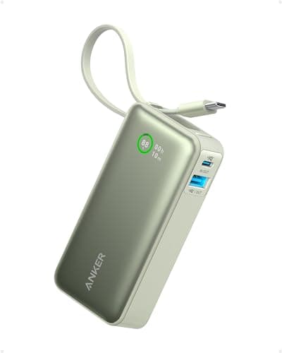 Image of Anker Nano Power Bank, 10,000mAh Portable Charger with Built-In USB-C Cable, PD 30W Output, Fast Charging Battery Pack for iPhone 16/15 Series, Galaxy, iPad, AirPods, and More