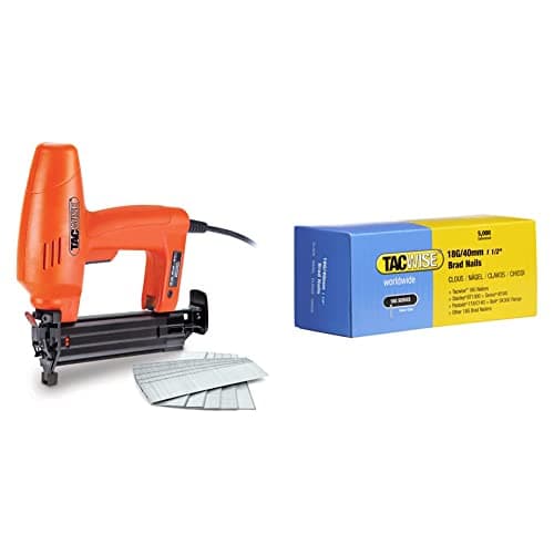 Image of Tacwise 1705 Master Nailer 181ELS Pro, Electric Nail Brad Gun with 1000 Nails, Uses Type 180 (18G) / 15-35 mm Nails, Orange 0400 Type 18G / 40 mm Galvanised Brad Nails, Silver, 5000 Pack