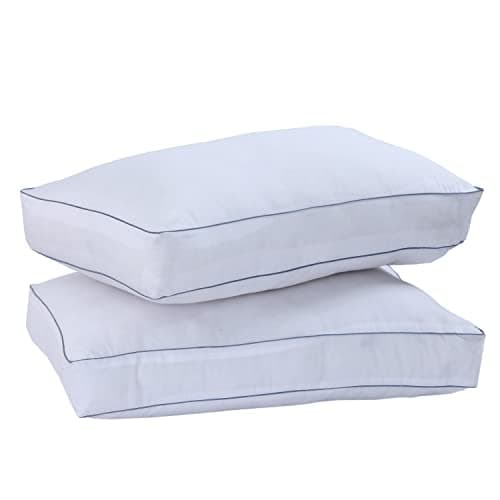Image of Sleep&Snuggle Premium Egyptian Cotton Box Pillow 2 Pack Designed for Side Sleeper, Down Alternative Filling, Hypoallergenic and Dust Mite Resistant Hotel Pillow (2)