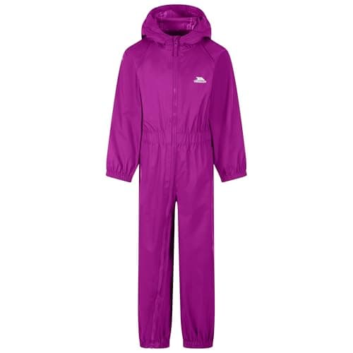 Image of Trespass Unisex Babies Kids Rain Suit Button - Waterproof, Grown on Hood, Elasticated Cuffs and Ankles, Elasticated Side Waist, Full Body Length Zip