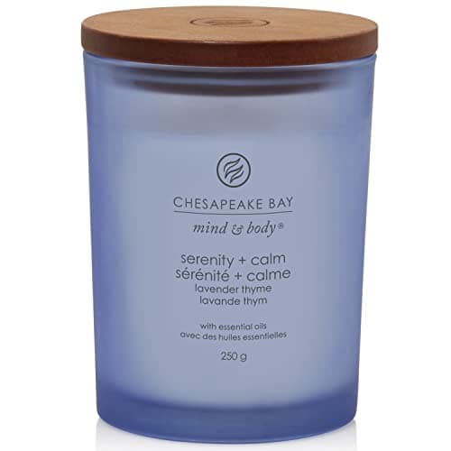 Image of Chesapeake Bay Scented Candle | Serenity + Calm (Lavender Thyme) Medium Tumbler Aromatherapy Candle | Burn Time: Up to 57 Hours | Mind & Body Collection | Gifts for Women