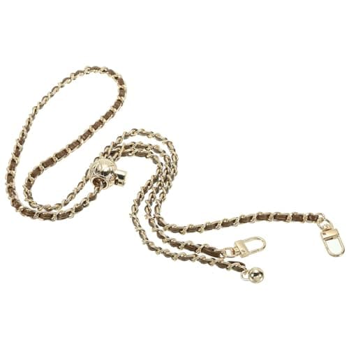 Image of PATIKIL 47 Inch Thin Purse Chain Strap Adjustable, Leather Metal Chain Strap Replacement Chain for Handbag Shoulder Crossbody Clutch Bags, Coffee/Light Gold