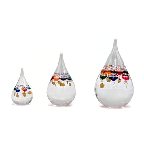Image of Sterzeal Galileo Tear Drop Shaped Indoor/Outdoor Thermometer - Elegant Home Decor & Gift for Men (Small - 11.5 CM)