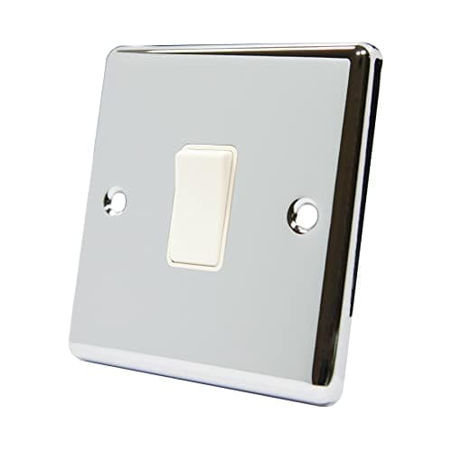 Image of AET CPCINTWH 1 Gang 10 A Classical Chrome Polished Intermediate White Insert Plastic Rocker Light Switch