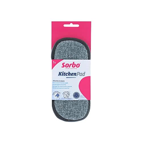 Image of Sorbo Kitchen Pad 2-Pack: Dual-sided, super absorbent, non-scratch scrubber. Great for limescale, streak-free cleaning. Long-lasting, machine washable at 40°C. Ideal for kitchen, hob, oven & pans