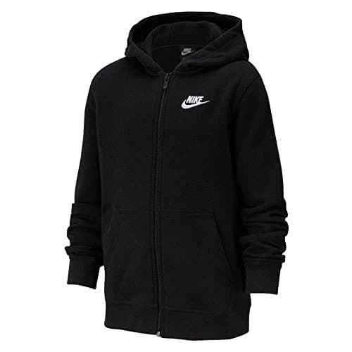Image of Nike Kids Sportswear Club Full-Zip Hoodie - Black/Black/White, Large