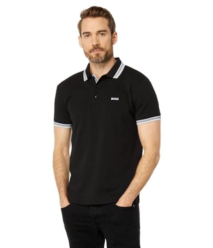 Image of BOSS Men's Paddy Short Sleeve Polo Shirt, Black, Large