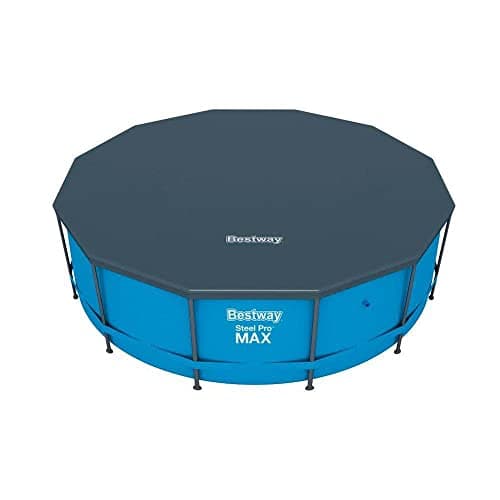 Image of Bestway 58037-19 Flowclear Swimming Pool Cover for Steel Pro Max Round Pools, 12 ft, Black