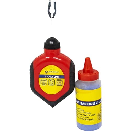 Image of BARGAINS-GALORE 2Pc Builders Chalk String Line Kit - Reel Set, 30M 100Ft 4Oz | Blue Chalk Marker, Draw Straight Lines With Ease | With Hanging Hook, Building Work, Diy | Builder Hand Tool
