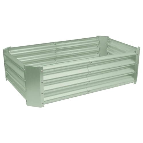 Image of Harbour Housewares Raised Garden Bed - Green - 120 x 60cm - Rectangle - Bottomless Metal Raised Bed Galvanised Steel Planter Box for Growing Outdoor Plants, Vegetables, Flowers and Herbs