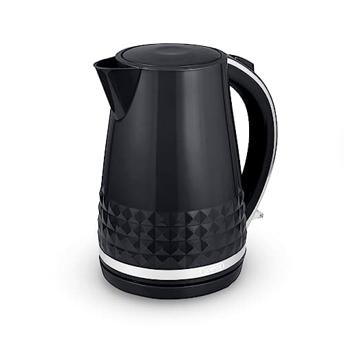Image of Tower T10075BLK Solitaire Kettle with 360° Swivel Base Cord Storage 1.5L 3KW Black and Chrome Accents