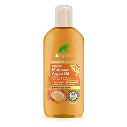 Image of Dr Organic Moroccan Argan Oil Shampoo, Revitalising, Natural, Vegan, Cruelty-Free, Paraben & SLS-Free, Recyclable & Recycled Ocean Bound Plastic, Certified Organic, 265ml, Packaging may vary