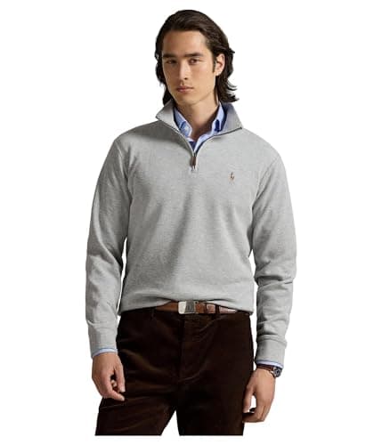 Image of RALPH LAUREN Polo Men's Estate-Rib Mock Neck Cotton Pullover Sweater - Grey - XL