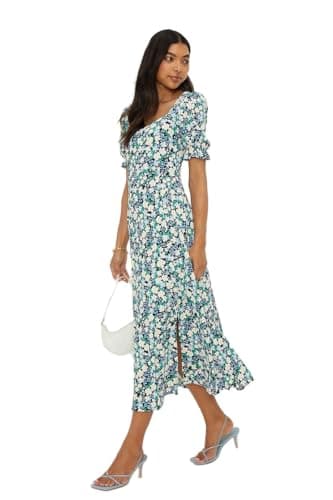 Image of Dorothy Perkins Floral Sweetheart Neckline Midi Dress, 16, Multi