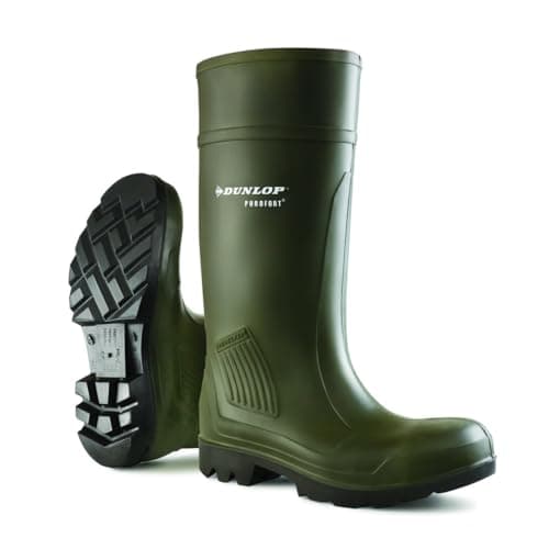 Image of DUNLOP Purofort Professional - Unisex Knee High All Terrain Wellington Waterproof Rain Boots, Green, Chemical Resistant and Thermal Insulated Wellies for Outdoor, Gardening and Farm Work - EU44, UK10