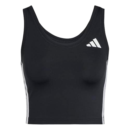 Image of adidas Women's Train Essentials 3-Stripes Cropped Tank Top, Black/White, L