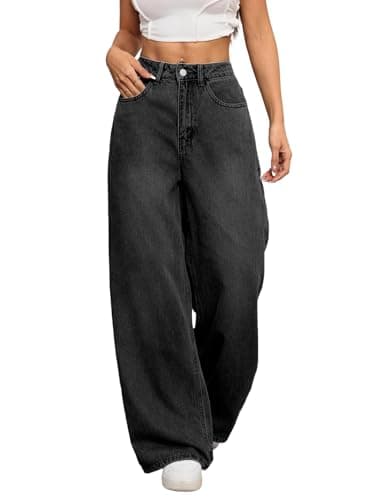 Image of OYICAI Womens Baggy Jeans Wide Leg Denim Pants Y2k 90s Vintage Hip Hop Loose Long Trousers Streetwear Retro Casual 2000s Oversized Skater,E20 Black,M