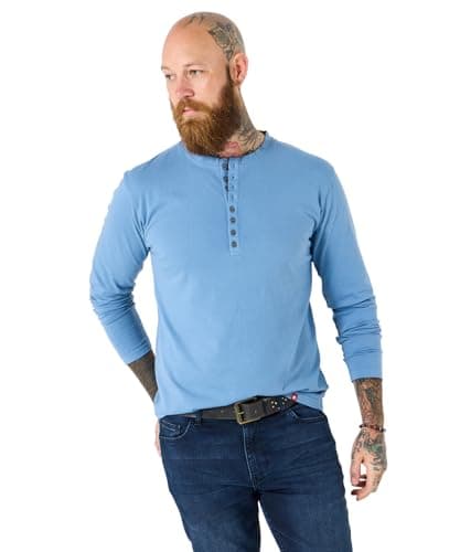 Image of Joe Browns Men's Crew Neck Henley Top Shirt, Blue, XXL