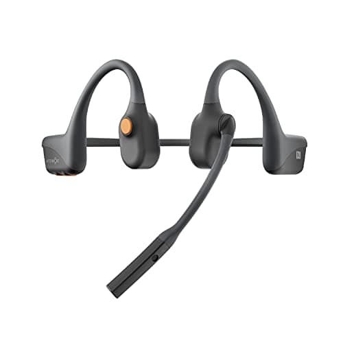 Image of AFTERSHOKZ OpenComm Stereo Wireless Headset with Noise-Canceling Boom Microphone Bone Conduction Bluetooth 5.0 Office Business Work From Home Commercial Use, Slate Grey