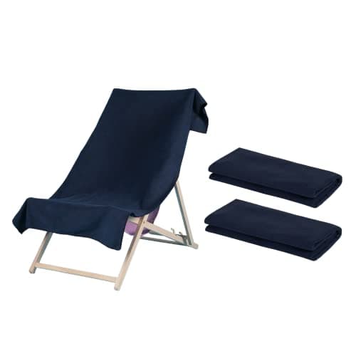 Image of Brentfords Beach Towel Holiday Essentials, Beach Towels for Adults Quick Dry Towel Swimming Pool Gym Yoga Microfibre Towel Large Sand Free, Navy Blue Set of 2