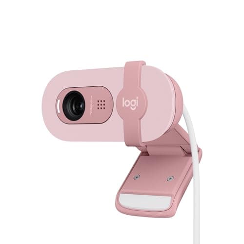 Image of Logitech Brio 100 Full HD Webcam for Meetings and Streaming, Auto-Light Balance, Built-In Mic, Privacy Shutter, USB-A, for Microsoft Teams, Google Meet, Zoom and More - Rose