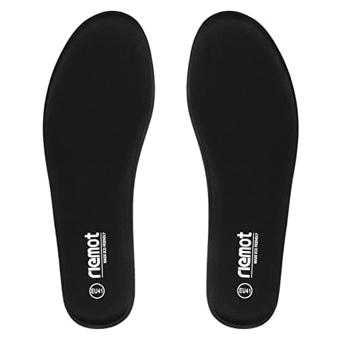 Image of riemot Memory Foam Insoles for Women and Men,Comfort Insole Cushioned Shoe Inserts Replacement,Arch Support Insoles for Trainers Sports Shoes Work Boots Shoes,Shock Absorbing Inner Soles,Black,UK 8