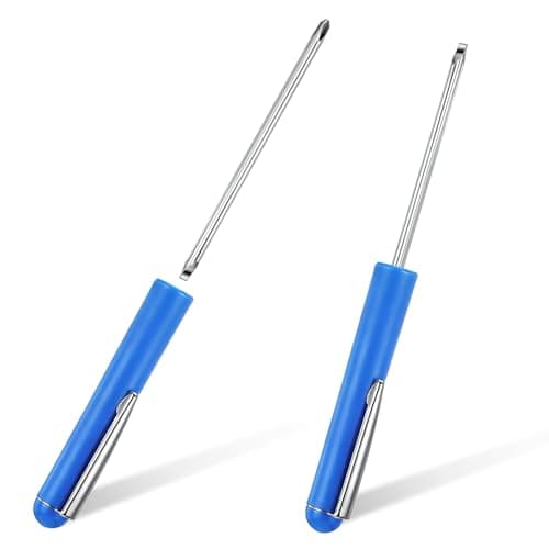 Image of 2 in 1 Magnetic Small Screwdrivers, 2 PCS Mini Pocket Screwdriver with Clip, Double-End Slotted and Phillips Screwdrivers Small Screw Driver Portable Mini Flathead Screwdriver for Mechanical