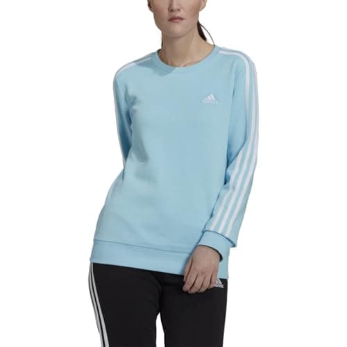 Image of adidas Essentials 3-Stripes Fleece Sweatshirt, Bliss Blue-white, S