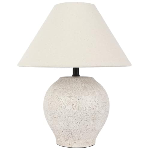 Image of wilko Sarah Table Lamp Cream, Textured Ceramic Base, Small Edison Screw, 34cm Height, 28cm Width, 1.5m Cable