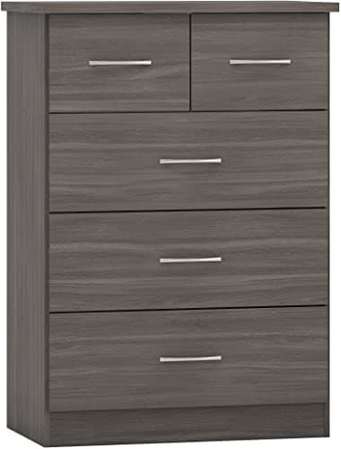 Image of Seconique Nevada 3+2 Drawer Chest in Black Wood Grain