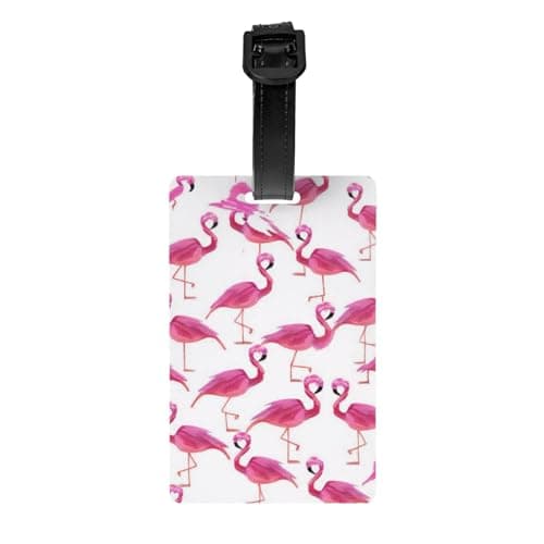 Image of Flamingo Luggage Tags Labels â€“ Secure PVC Suitcase Baggage Tags, Travel Luggage Tag with Name Id Card for Easy Identification