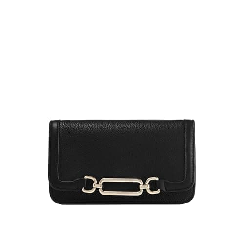 Image of Fiorelli Women's Emilia Hardware Clutch, Stylish Handbag with Crossbody Strap, Evening Bag, Black Faux Leather