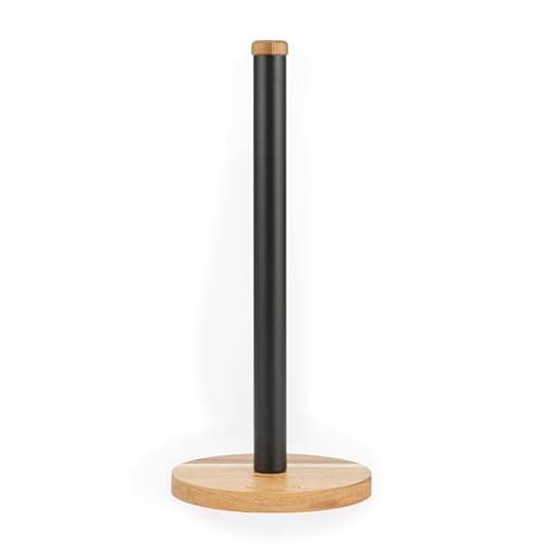 Image of Salter BW13565EU7 Toronto Kitchen Roll Holder – Freestanding Paper Towel Holder, Countertop Stand, Worktop Organiser Storage Rack for Standard Kitchen Rolls, Classic Acacia Wood Design, Black
