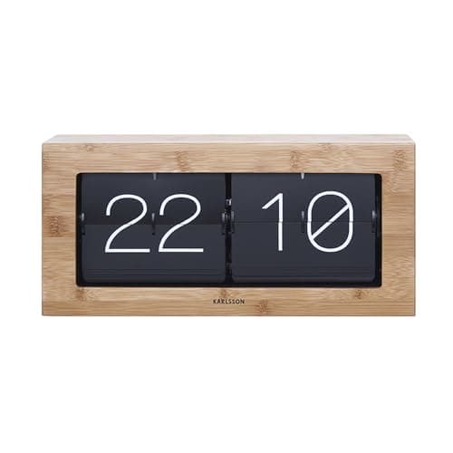 Image of Karlsson KA5642WD Table Wall Clock XL Flip Clock Wood 17.5 x 37 x 9 cm Bamboo Wood