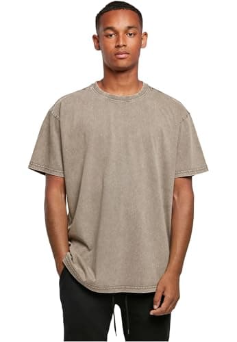 Image of Build Your Brand Men's Acid Washed Heavy Oversized Tee T-Shirt, Darkkhaki, S